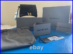 Balenciaga. WOMEN'S BLACK HOURGLASS CARD CASE. WithCHAIN & AGED GOLD BRAND B