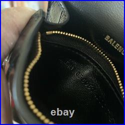 Balenciaga. WOMEN'S BLACK HOURGLASS CARD CASE. WithCHAIN & AGED GOLD BRAND B