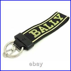 Bally Canvas Key Chain Ring Strap Men's Women's Black Be2207