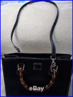 BeautifulDooney and Bourke black leather tote purse wth Coin Purse keychain