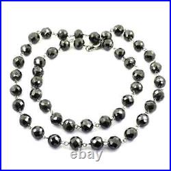 Black Diamond Unisex Chain Necklace in 925 Silver, Treated. 6mm-7mm Certified