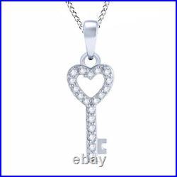 Black Friday 1/10ct Diamond Heart-Top Key Pendant in 10K White Gold 18 Chain