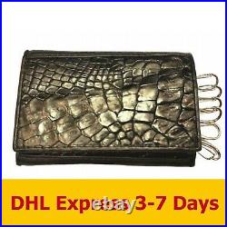 Black Genuine Crocodile Alligator Skin Leather Key Chains Key Rings Men's Wallet