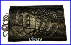 Black Genuine Crocodile Alligator Skin Leather Key Chains Key Rings Men's Wallet