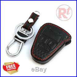 Black Leather Car Remote Key Cover For Jeep Wrangler Compass Commander Cherokee