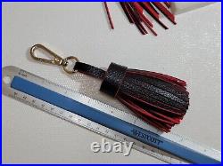 Black Red Bottom FX Leather Tassel and Key Chain Set, Bag Purse Charm Custom HM