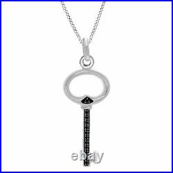 Black Spinel Key Pendant With 18 Chain 14k Gold Plated 925 Sterling Silver