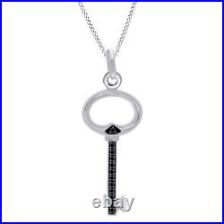 Black Spinel Key Pendant With 18 Chain 14k Gold Plated 925 Sterling Silver