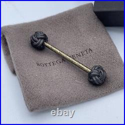 Bottega Veneta Intrecciato Knot Keychain Golden Metallic