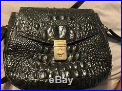 Brahmin Crossbody Purse With Matching Wallet And Keychain Black&Gold. Pre-Owned