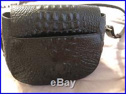 Brahmin Crossbody Purse With Matching Wallet And Keychain Black&Gold. Pre-Owned
