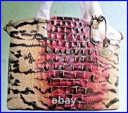 Brahmin Duxbury Starlet Ombre Cream Black Plum Animal Strp Print Leather Handbag