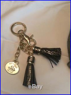 Brahmin Greta Satchel Mystic Black Gray, wallet, and key chain