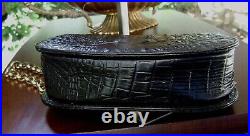Brahmin Rare Euc Black Melbourne Croc Embsd Leather Crossbody Chain Strap Vtg