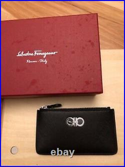 Brand NEW in Box Salvatore Ferragamo black wallet coin purse key chain