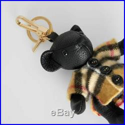 Burberry Thomas Bear Leather Bag Charm in Vintage Check Poncho Key Fob NWT NIB