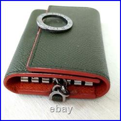 Bvlgari Leather 6 Key Chain Key Case with Key Ring made in Italy Used from Japan