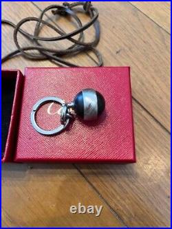 CARTIER Key Ring Key Charm Sphere Wood Black x Silver Used