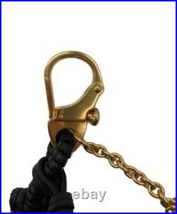 CELINE Bag Charm Key Ring Key Chain Leather Black Gold Ladies Used