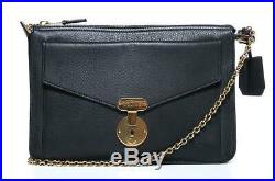 CELINE Black Leather Gold Push Lock Key Envelope Chain Shoulder Bag Crossbody