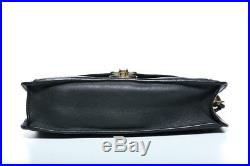 CELINE Black Leather Gold Push Lock Key Envelope Chain Shoulder Bag Crossbody