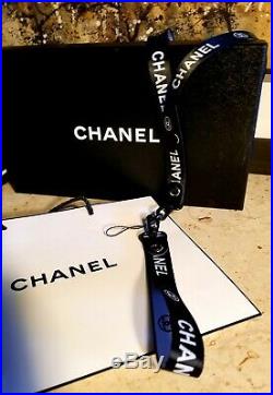 CHANEL Authentic Black Lanyard with detachable Key Holder High Fashion