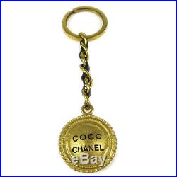 CHANEL CC COCO Logos Medallion Charm Gold Chain Key Holder Ring 95A AK25297k