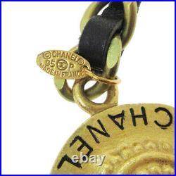 CHANEL CC COCO Logos Medallion Charm Gold Chain Key Holder Ring 95P 01162