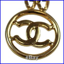 CHANEL CC Key Ring Gold Chain Black Leather Vintage 97A France Authentic #S451 M