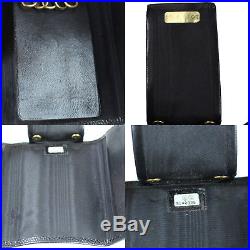 CHANEL CC Logos Key Case 6 Ring Black Caviar Skin Leather Vintage Auth #L332 M