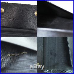 CHANEL CC Logos Key Case 6 Ring Black Caviar Skin Leather Vintage Auth #L332 M