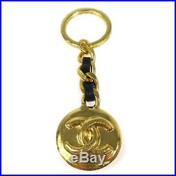 CHANEL CC Logos Medallion Gold Chain Key Holder Ring Bag Charm 96P AK34113e