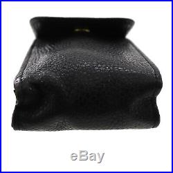CHANEL CC Logos Multi Case Black Caviar Skin Leather Italy Vintage Auth #ZZ199 I