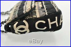CHANEL Central Station Matelasse Double Chain Shoulder Bag Black CC Auth 13470