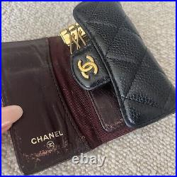 CHANEL Key Holder Wallet Black Caviar