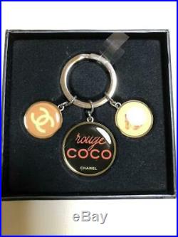 CHANEL Key Ring Holder Charm Chain Strap Novelty Authentic Coco mark Set of 2