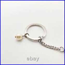 CHANEL Key Ring Key Chain Silver x Black UNUSED WithBox F/S From JAPAN