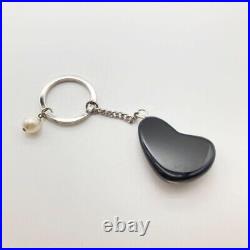 CHANEL Key Ring Key Chain Silver x Black UNUSED WithBox F/S From JAPAN