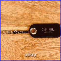 CHANEL Key ring coco Mark Leather Black chain Used