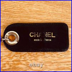 CHANEL Key ring coco Mark Leather Black chain Used
