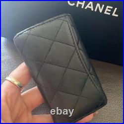 CHANEL Matelasse Coco Mark 6 Key Case Leather Black Ladies Authentic #657D