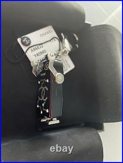 CHANEL Resin Crystal CC Robot Bag Charm Key Chain Black