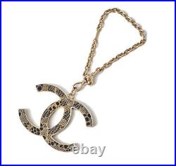 CHANEL key ring/key chain/bag charm CHANEL COCO Mark/CC/lace black/gold