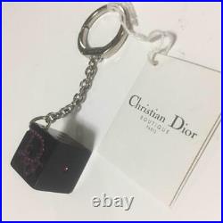 CHRISTIAN DIOR Black Dice Bag Charm Key Ring Keychain New Unused