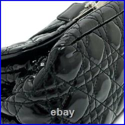 CHRISTIAN DIOR Lock Cannage Stitch Chain Shoulder Bag Enamel Black from JP