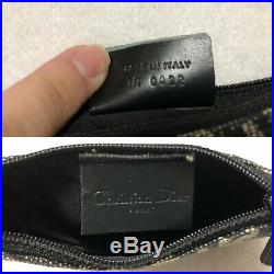 CHRISTIAN DIOR Saddle Coin Purse Keychain Mini Pouch Black Gray Monogram