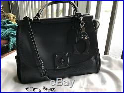 COACH 38389 Drifter Carryall Black Leather Women's Handbag & Keychain Charm