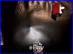 COACH Disney X Mickey City Limited Edition Black Leather Tote wristlet keychain