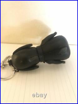 COACH Peanuts Snoopy BLACK Leather Bag Charm Keychain