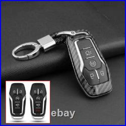 Carbon Fiber Hard Smart Key Cover For Ford Lincoln Accessories Chain Case Holder